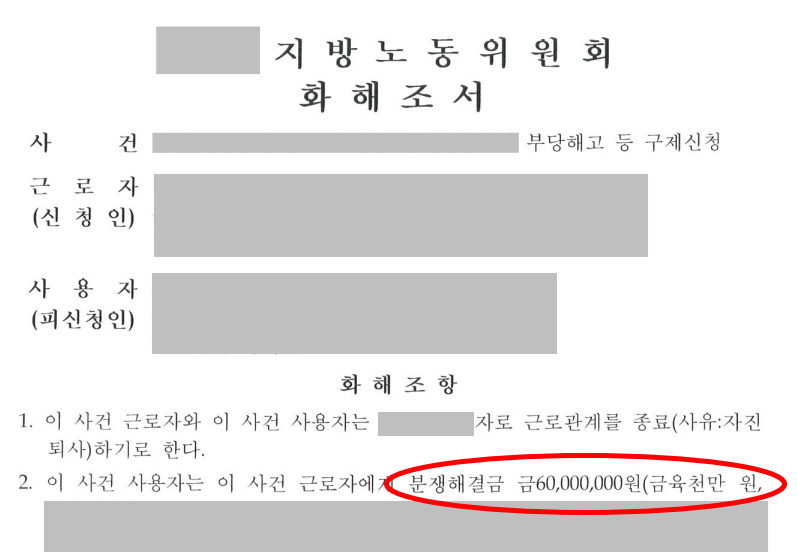 부당해고/임금체불 6천만원 인정